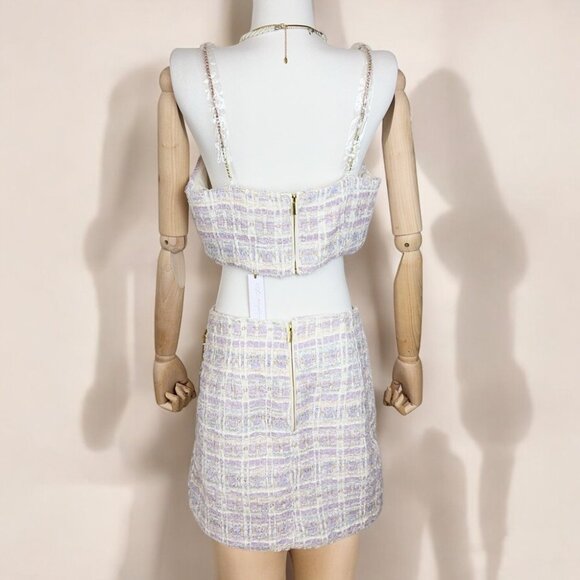 NWT House of Harlow 1960 Tweed Crop Top and Mini Skirt Set - Picture 5 of 12